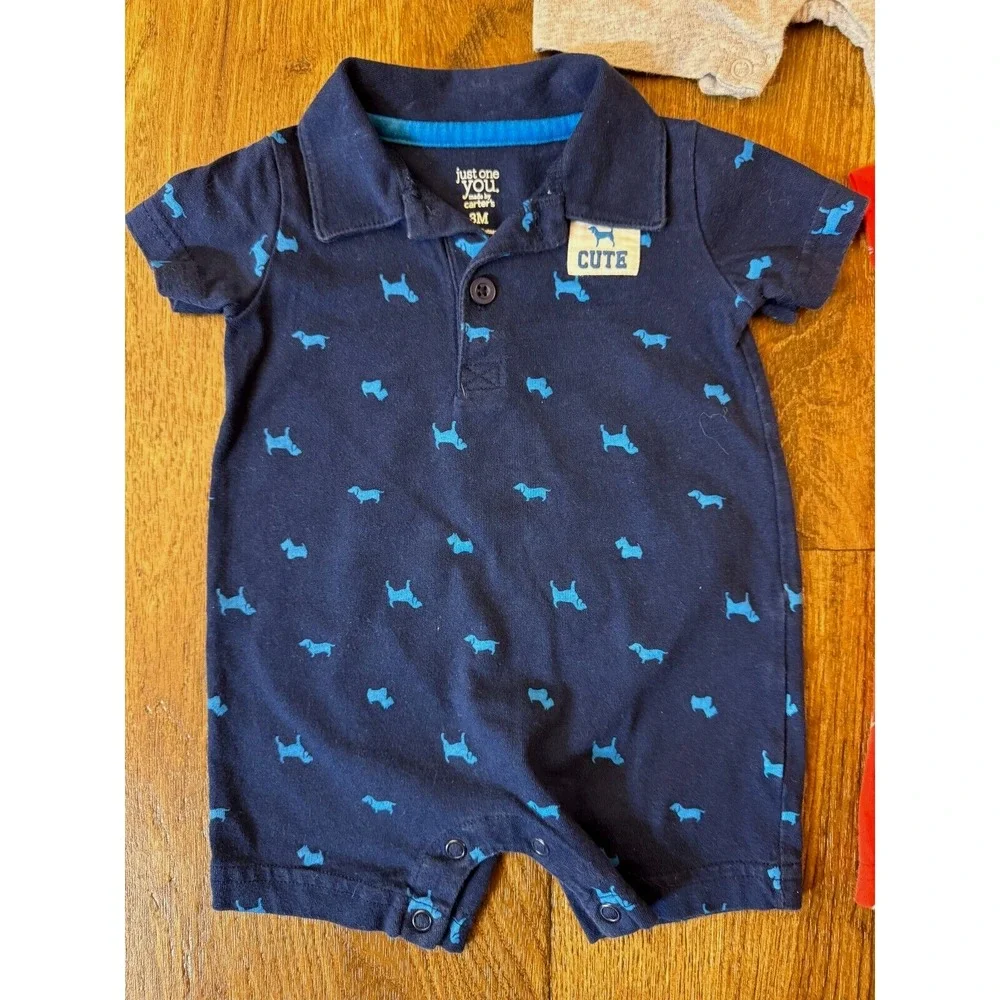 Carters Baby Boy Collared Rompers‎ 3 Months Summer Clothes Lot Outfits Dog Gone